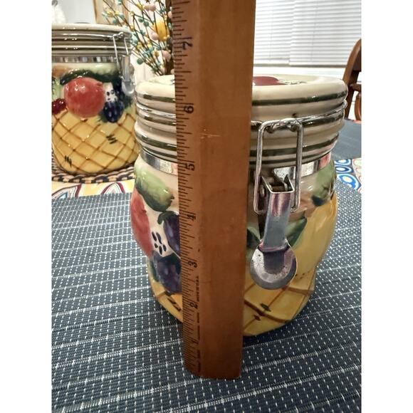 Vintage Canister Set Fruit Gourmet Home 3 Pc Retro Boho Rockabilly Food Seal 70s - Picture 8 of 11